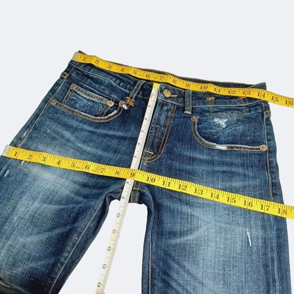R13 Boy Skinny Seattle Vintage Rip Women's Mid-Rise Stretch Jeans Size 26